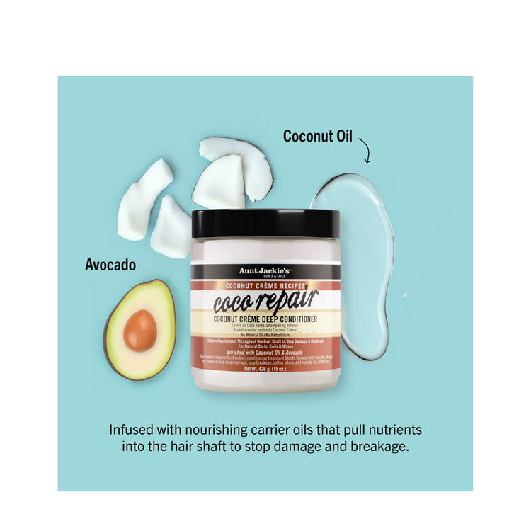 ماسک موی ترمیم کننده عمیق آنت جکیز Aunt Jackie’s Coco Repair مخصوص موهای فر